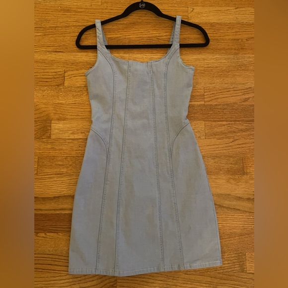 Fab'rik Pale Blue Denim Mini Dress NWOT NEVER WORN Size Small - Picture 2 of 5